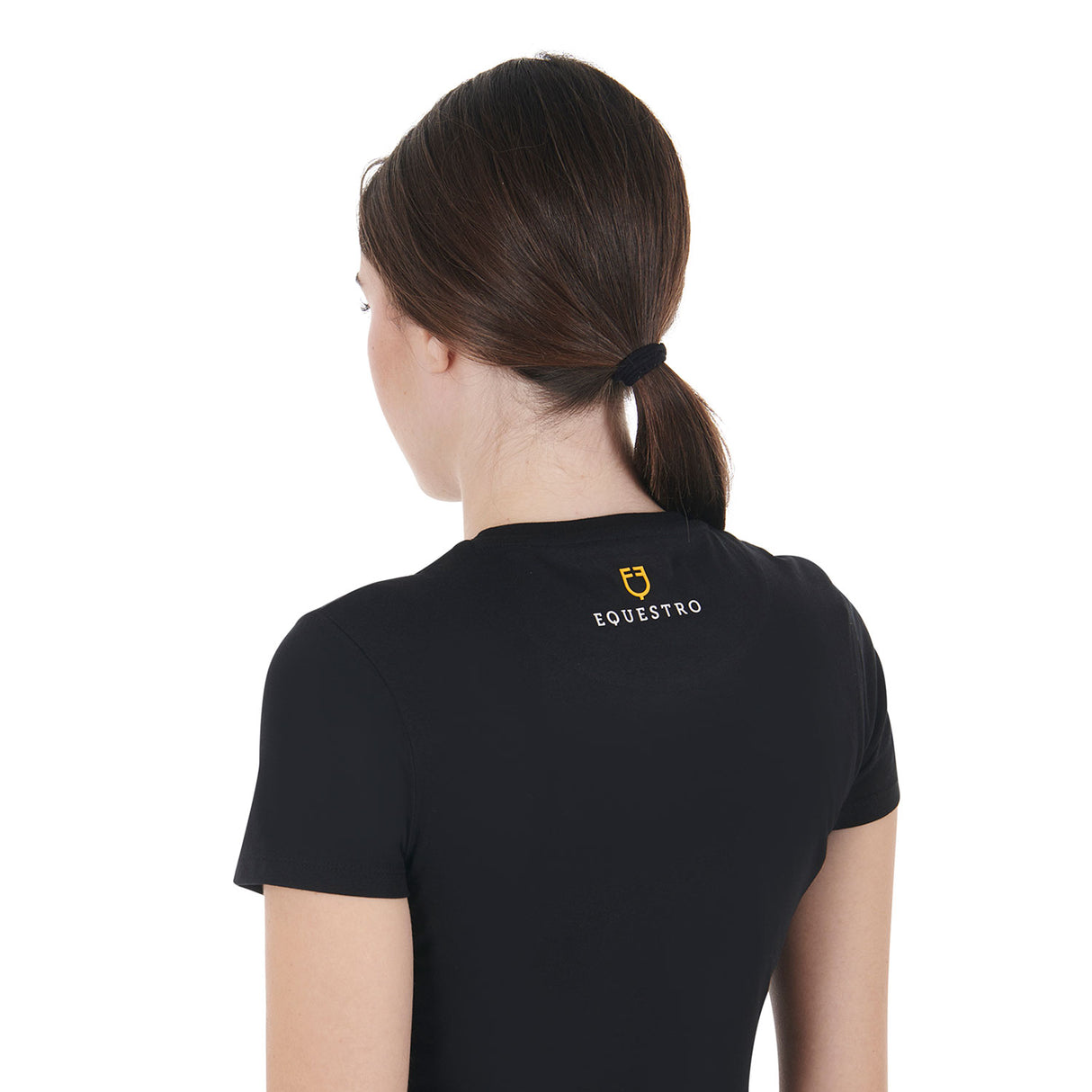 Equestro Women's Wild & Free Slim Fit Cotton T-Shirt #colour_black