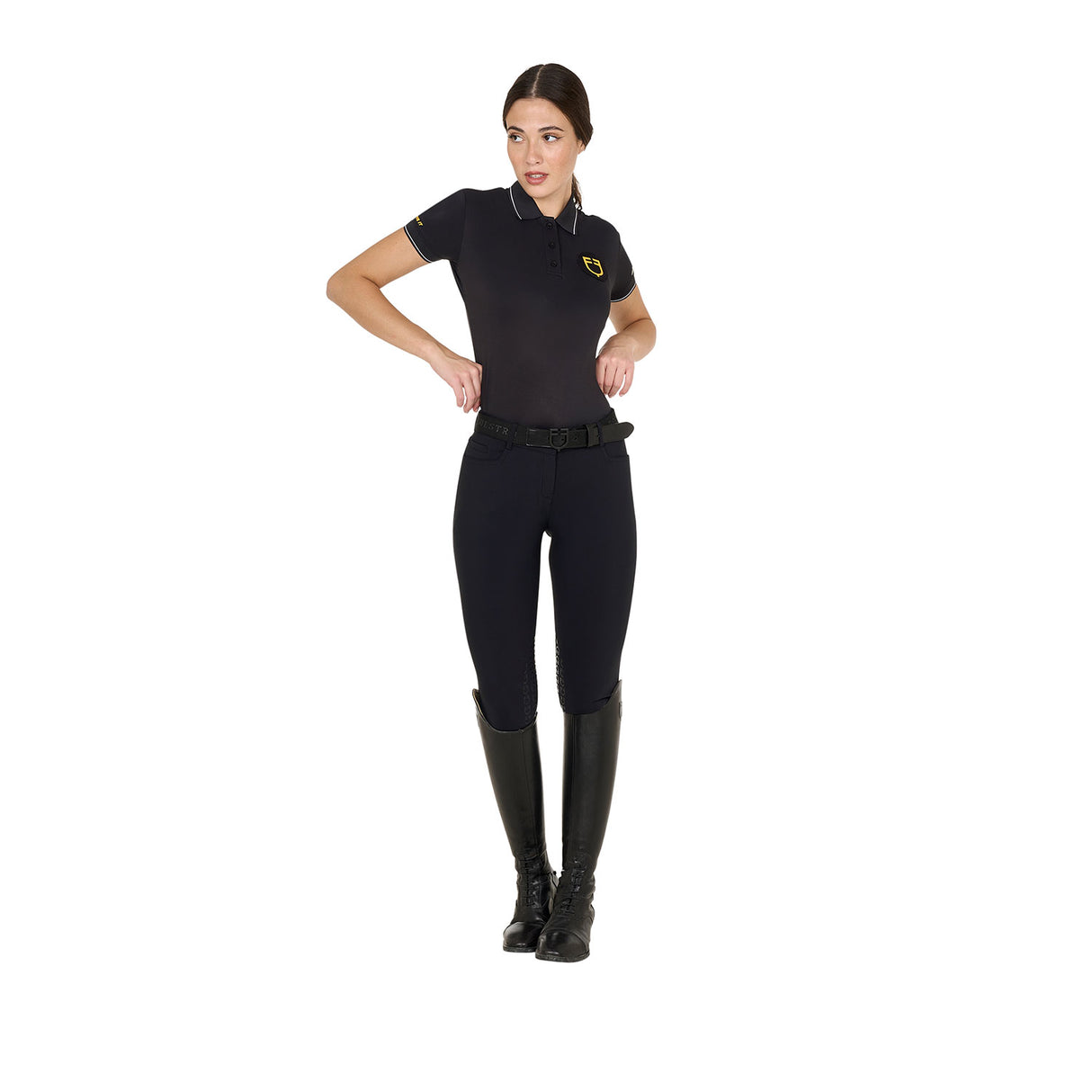 Equestro Woman's Scuderia Equestro Collection Polo #colour_black