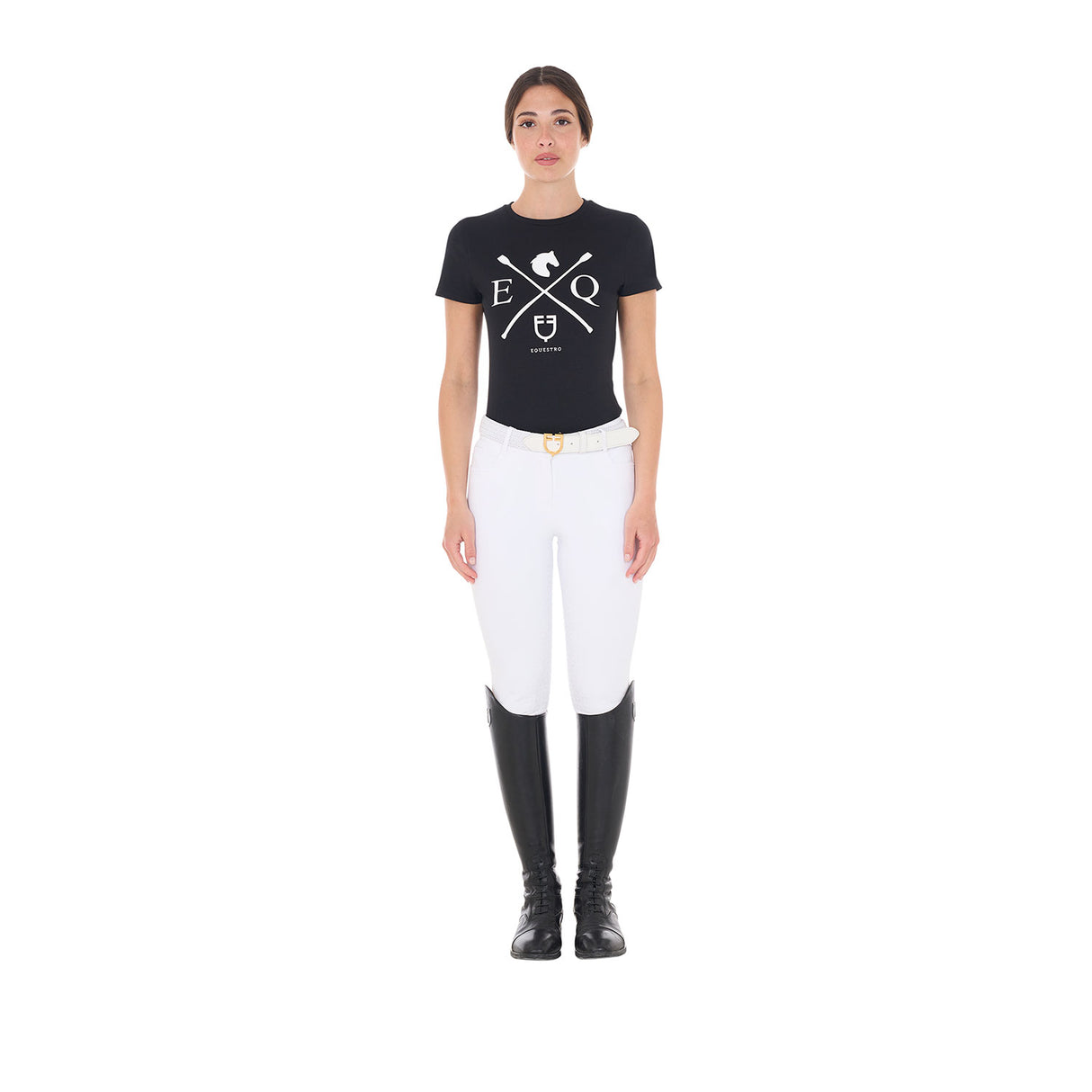 Equestro Women's Eq Cotton T-Shirt #colour_black