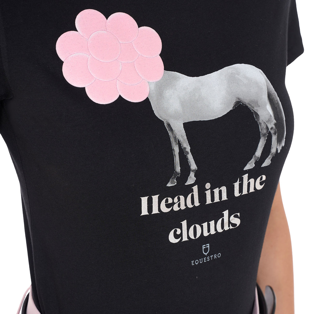 Equestro Women's Head In The Clouds Cotton T-Shirt #colour_black