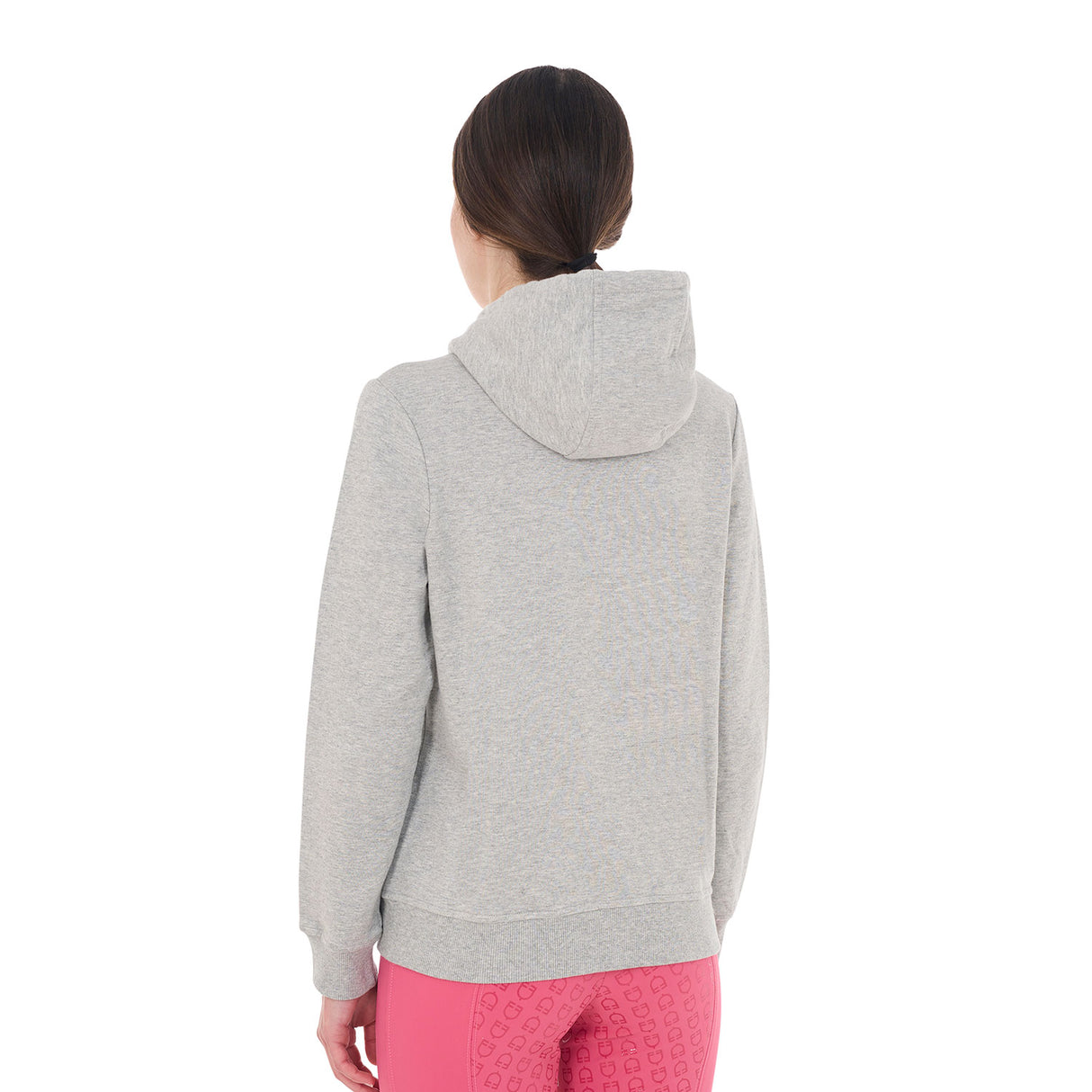 Equestro Women's Hoodie With Zip And Sponge Lettering #colour_grey-fucsia