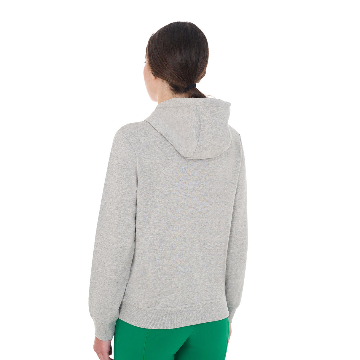 Equestro Women's Hoodie With Zip And Sponge Lettering #colour_grey-green