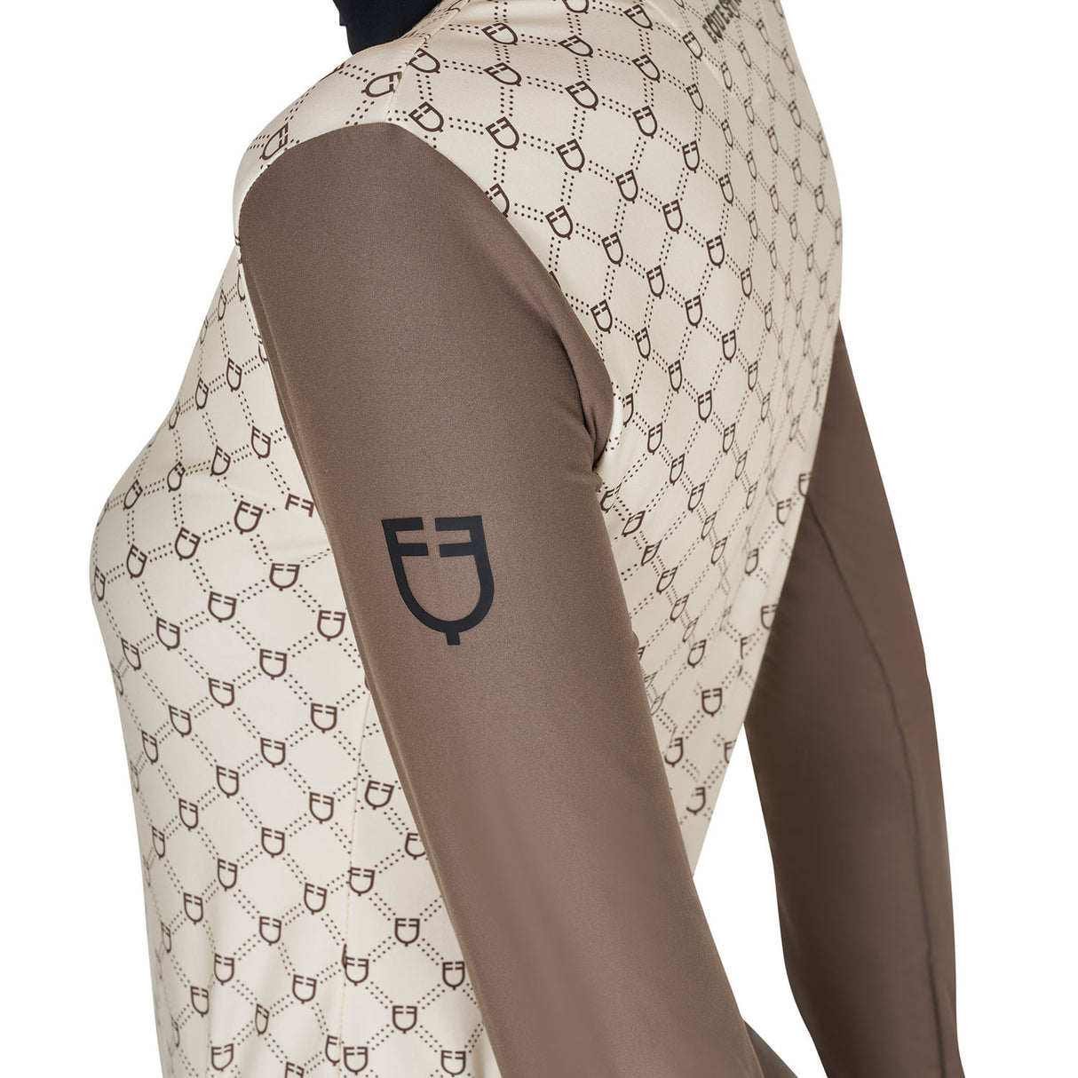 Women's long-sleeved training polo shirt with monogram print