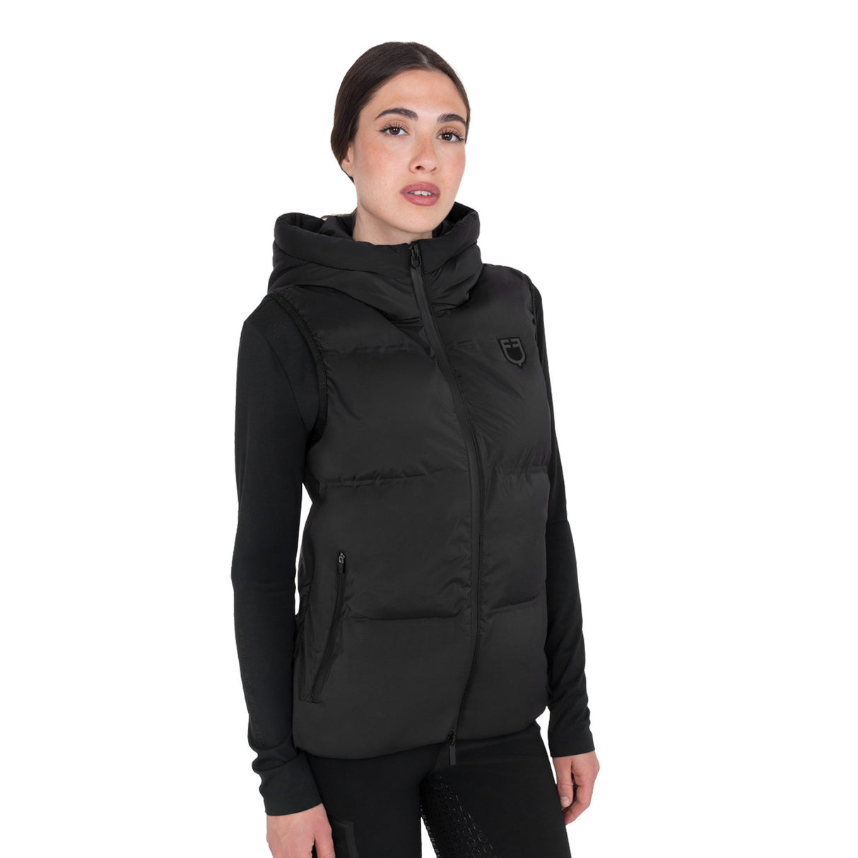 Women’s technical sleeveless jacket with hood Ridertechnology