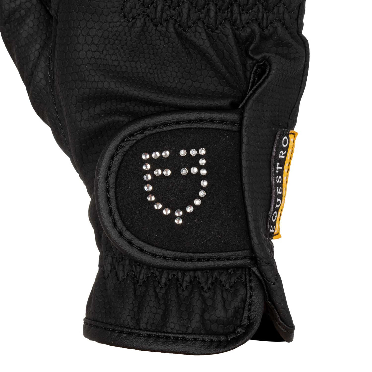 Equestro Women's Gloves In Soft Technical Fabric With Glitter Logo #colour_black