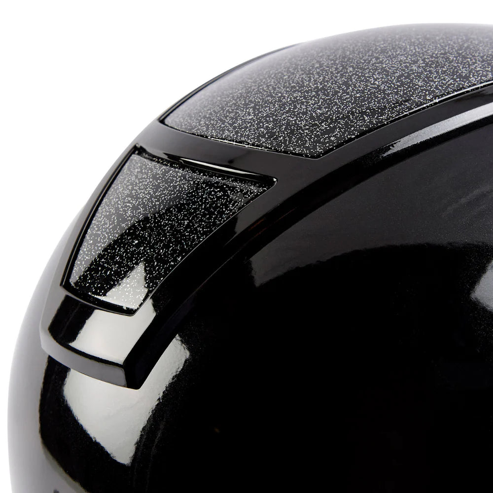 Champion Insight Glitter Round Standard Peak Riding Hat #colour_metallic-black-sparkle-black