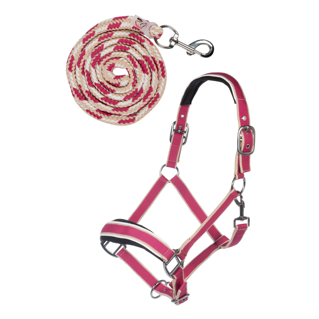 HKM Head Collar Set With Snap Hook -Kopenhagen- #colour_magenta