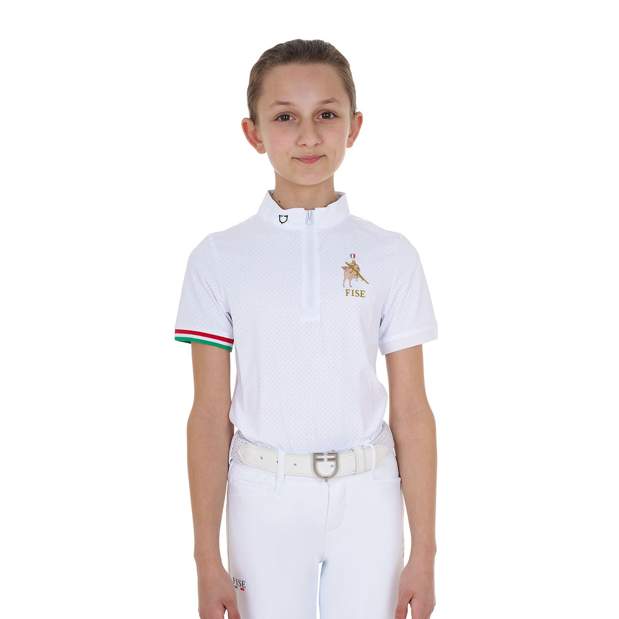Equestro Girls' Zipped Competition Polo Shirt Equestro X Fise