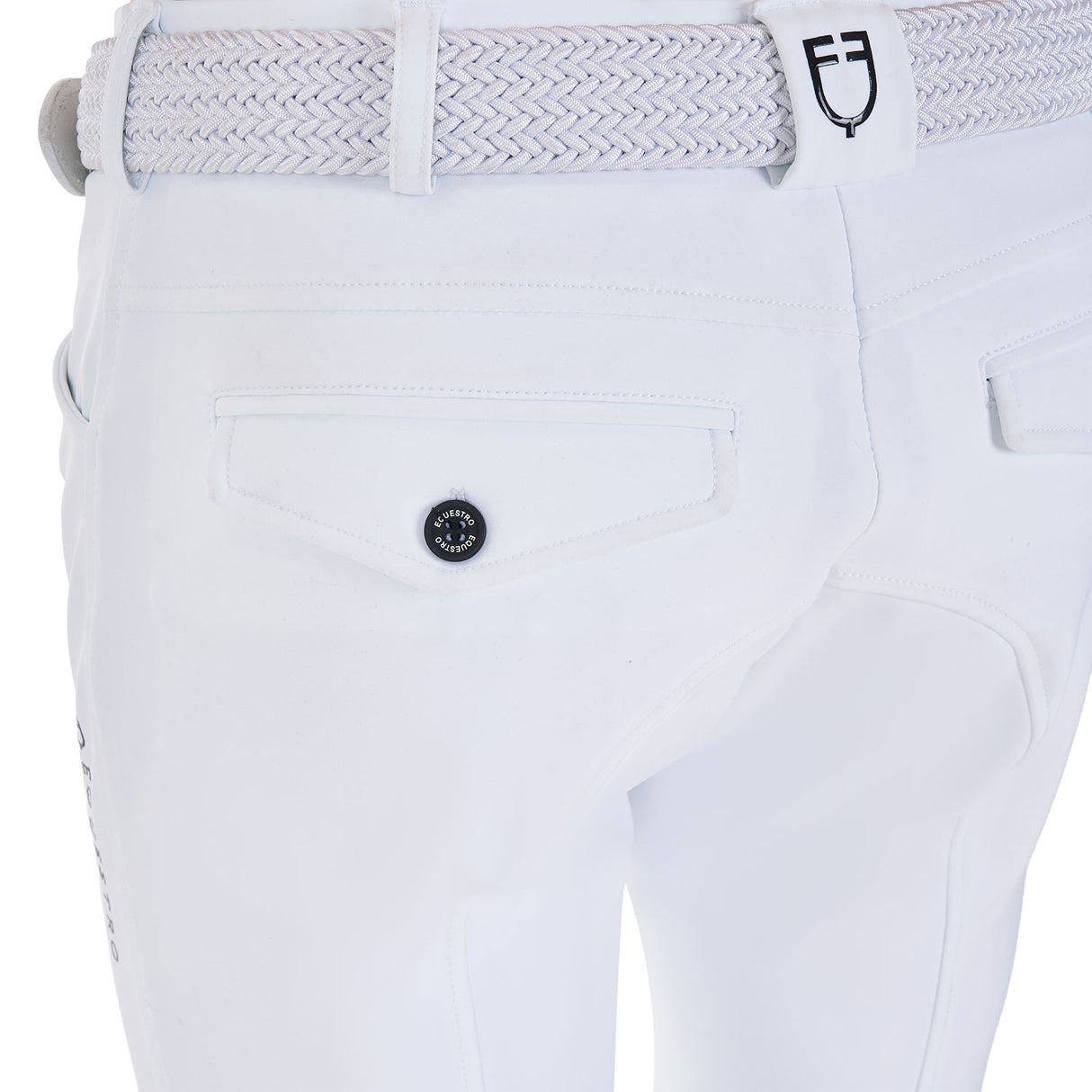 Equestro Men's Knee Grip Breeches Equestro X Fise #colour_white