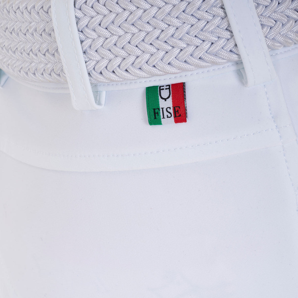 Equestro Kids' Unisex Knee Grip Breeches Equestro X Fise #colour_white