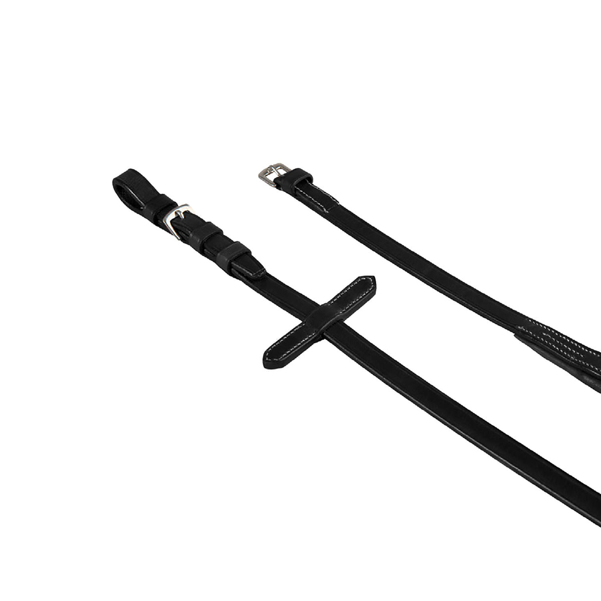 Equestro Leather And Rubber Reins With Stainless Steel Buckles