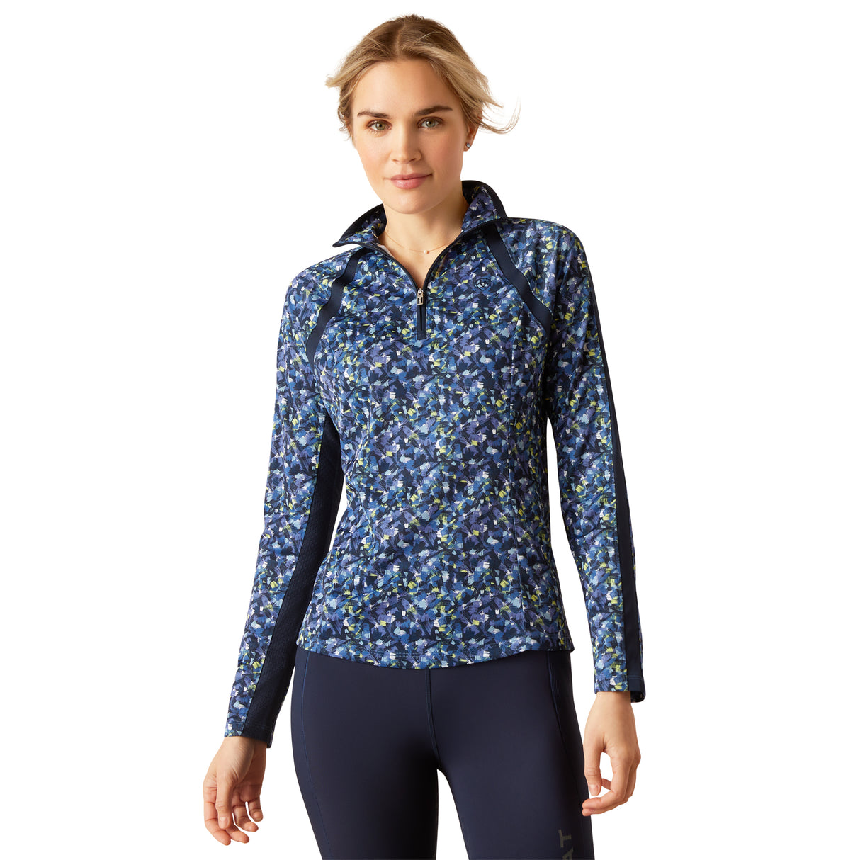 Ariat Women's Sunstopper 3.0 1/4 Zip Baselayer #colour_blue-scribble