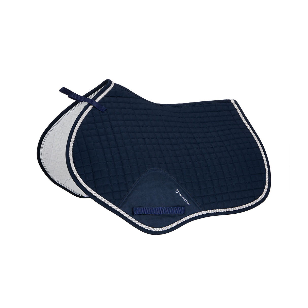 Equestro Shaped Jumping Saddle Pad In Cotton #colour_blue