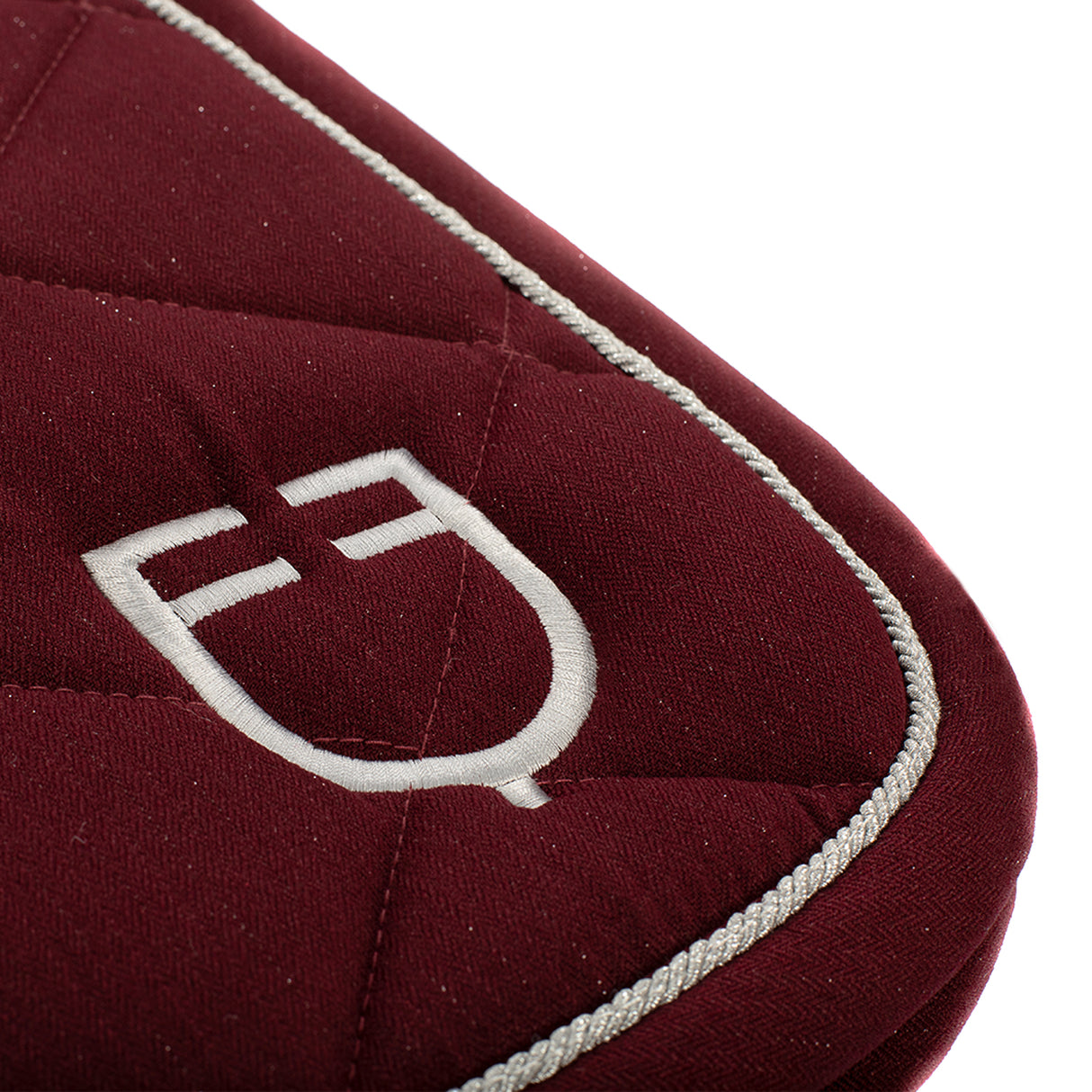 Equestro Jumping Saddle Pad In Cotton With Trimmings With Logo #colour_burgundy