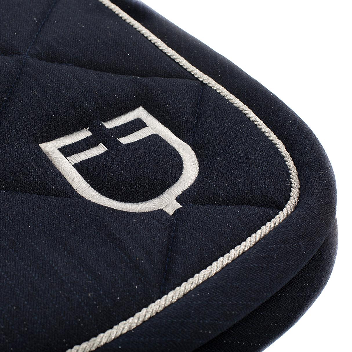 Equestro Jumping Saddle Pad In Cotton With Trimmings With Logo #colour_blue