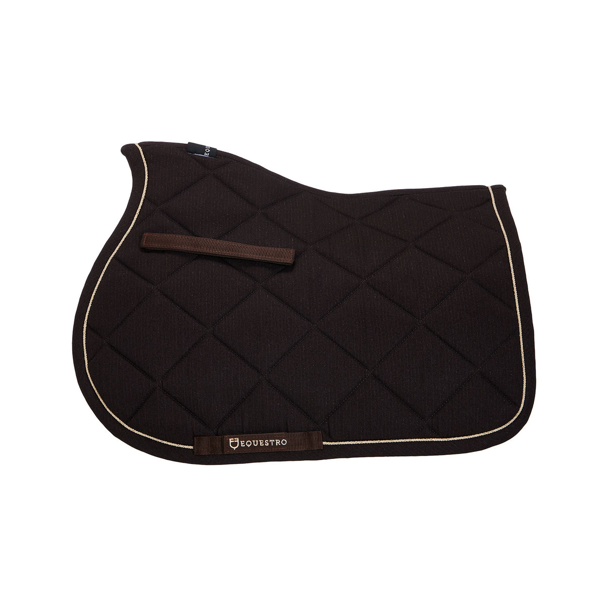 Equestro Jumping Saddle Pad In Cotton With Trimmings #colour_brown