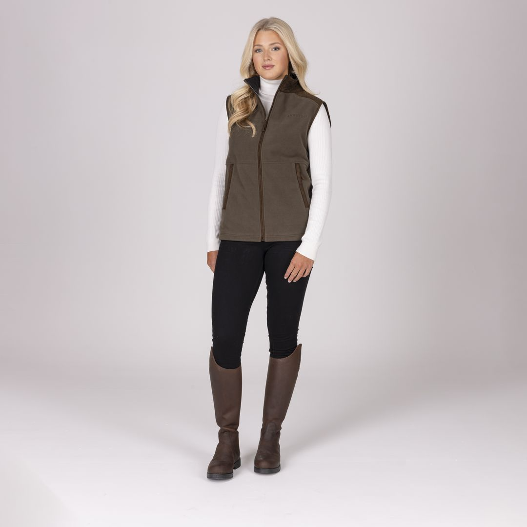 Shires Aubrion Heritage Unisex Fleece Gilet #colour_dark-olive