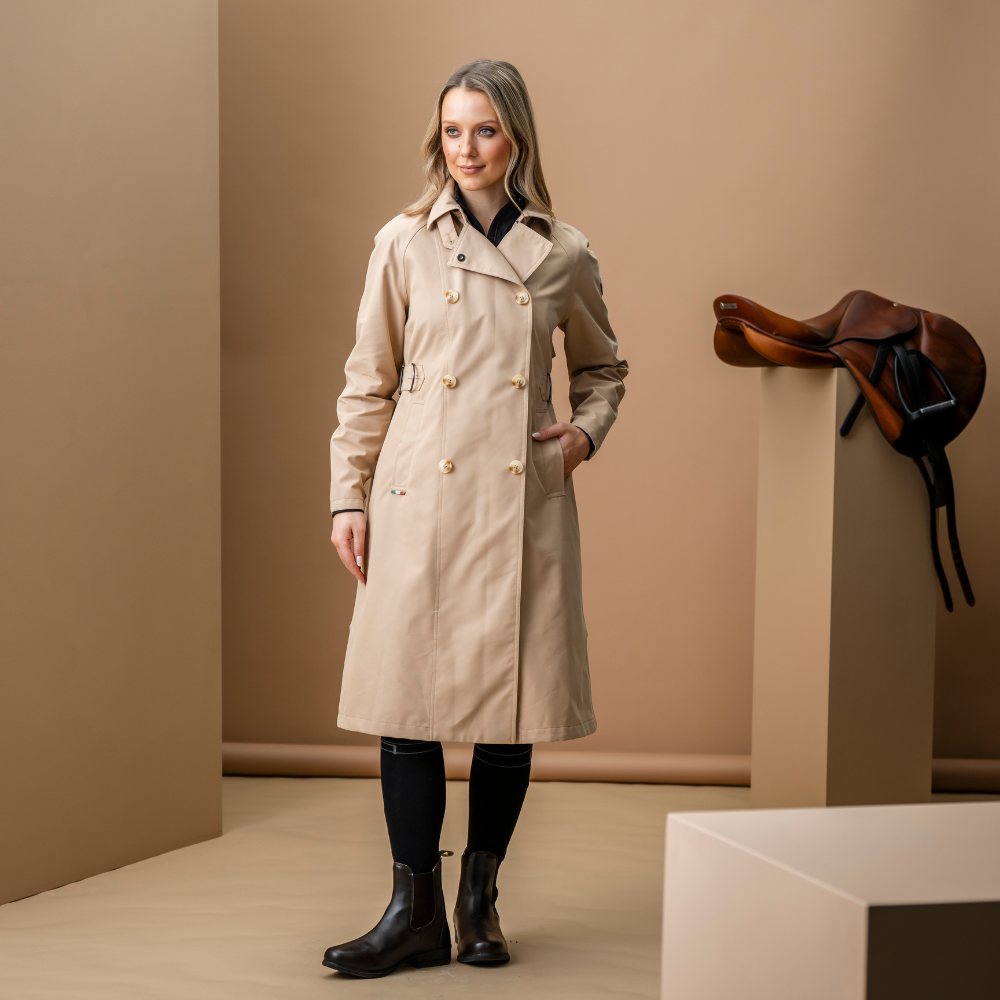 Alessandro Albanese Isabella Riding Trench Coat #colour_sand