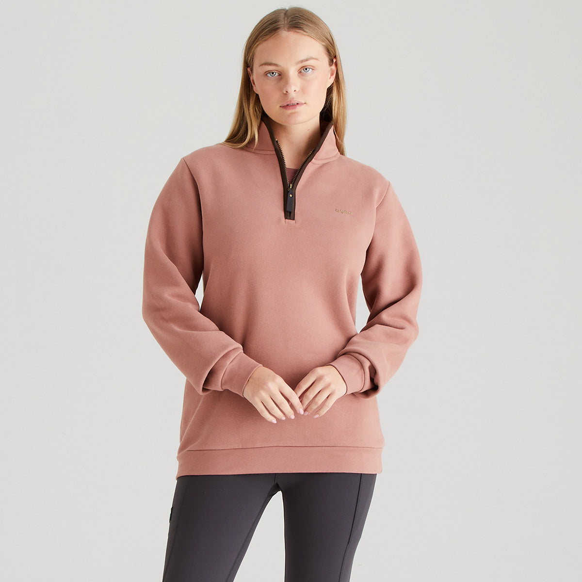 Women's Brancaster 1/4 Zip Top - Dusky Pink