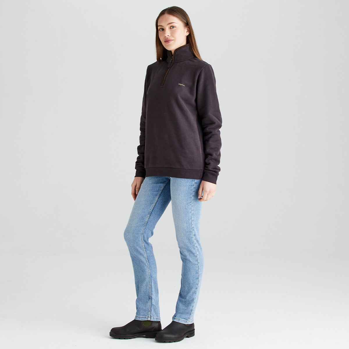 Women's Brancaster 1/4 Zip Top - Deep Bark
