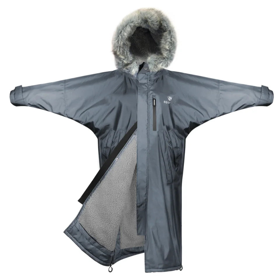 EQUIDRY Women's Thick Fleece Evolution Faux Fur Hood #colour_grey-grey