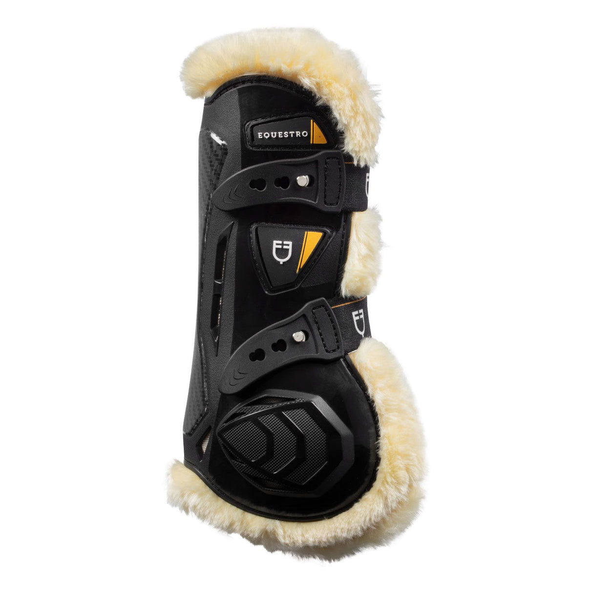 Equestro Synthetic Sheepskin Quick Release Tendon Boots #colour_black