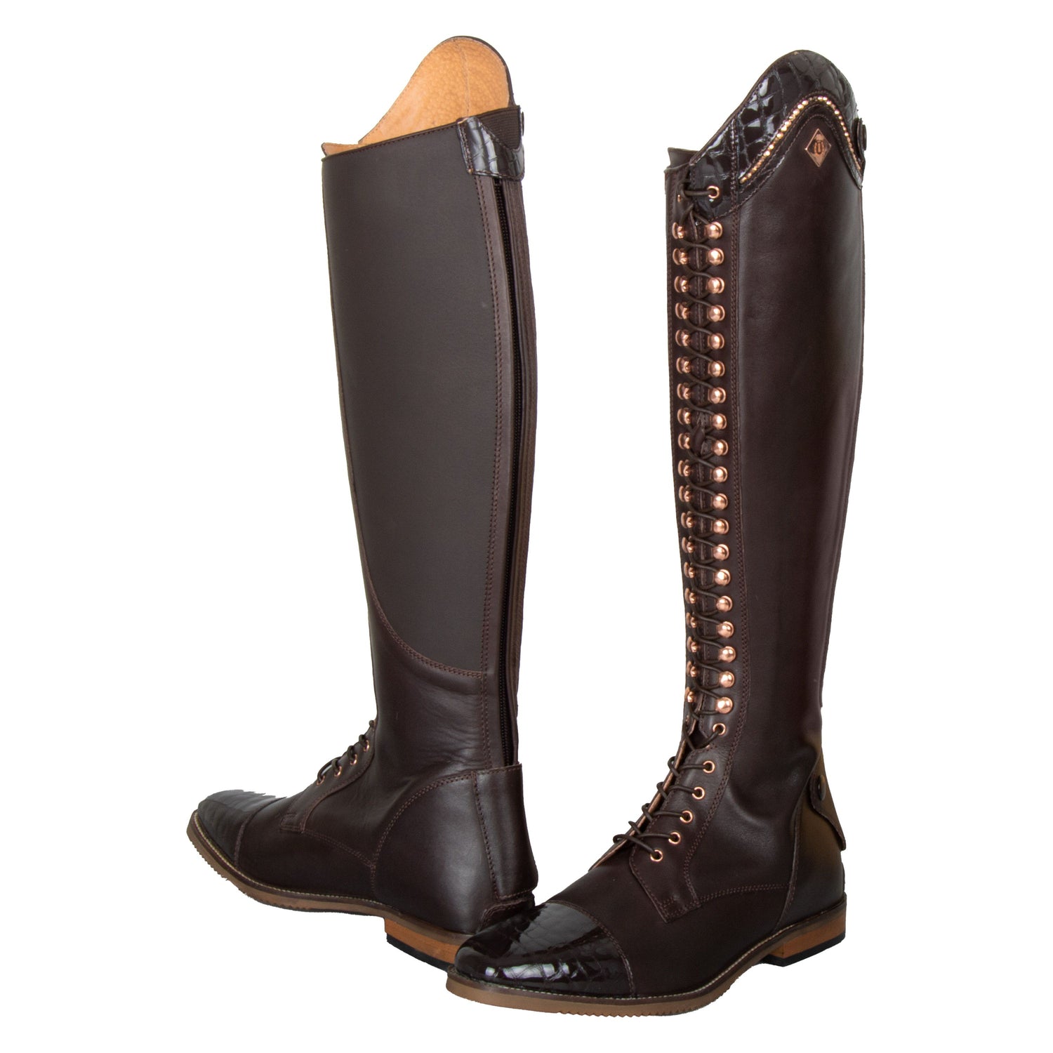 Imperial Riding Olania Long/Narrow Dressage Riding Boots #colour_brown-brown-croco