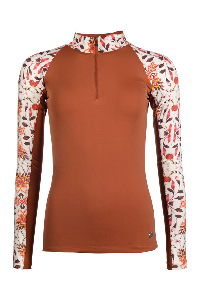 HKM Ladies Functional Shirt -Essentials Flower #colour_brown/copper