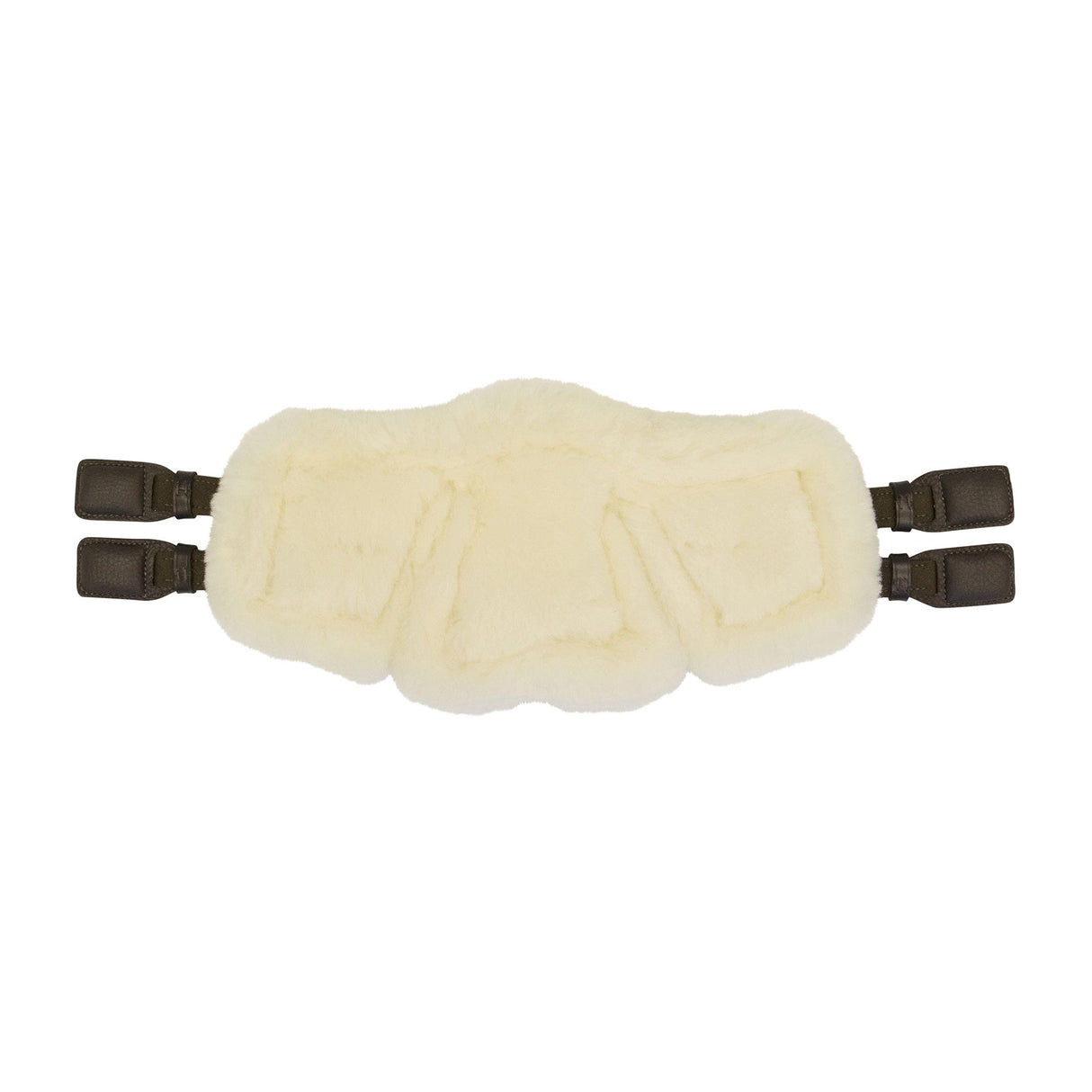 Stubben Equi-Soft® Saddle Girth with Cover - Ebony #colour_lambskin-ecruwhite