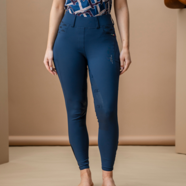 Alessandro Albanese Fina Knee Grip Brushed Hybrid Breech #colour_core-navy