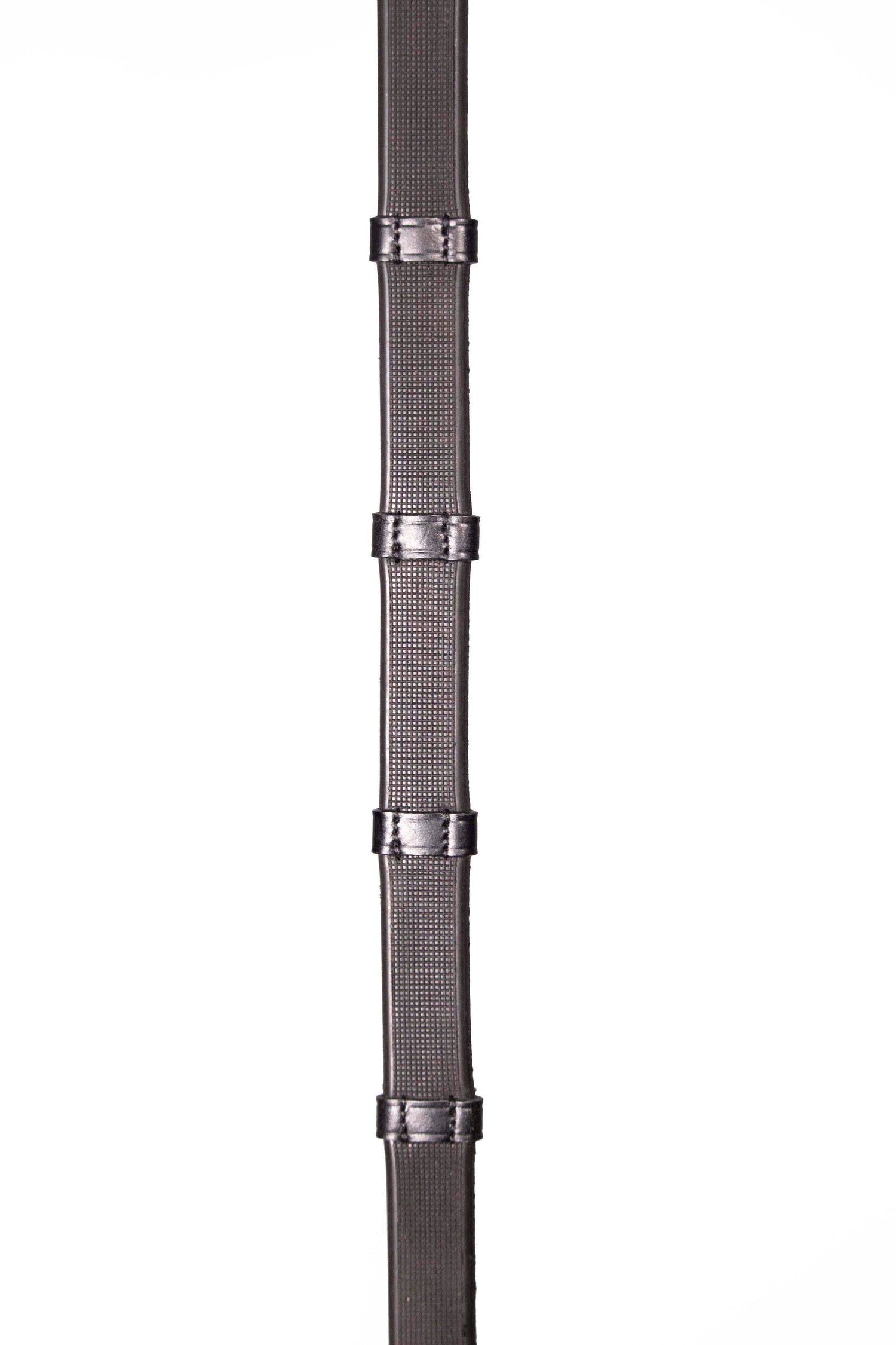 Henry James Smooth Eventer Hybrid Rubber Reins With Leather Stoppers #colour_black
