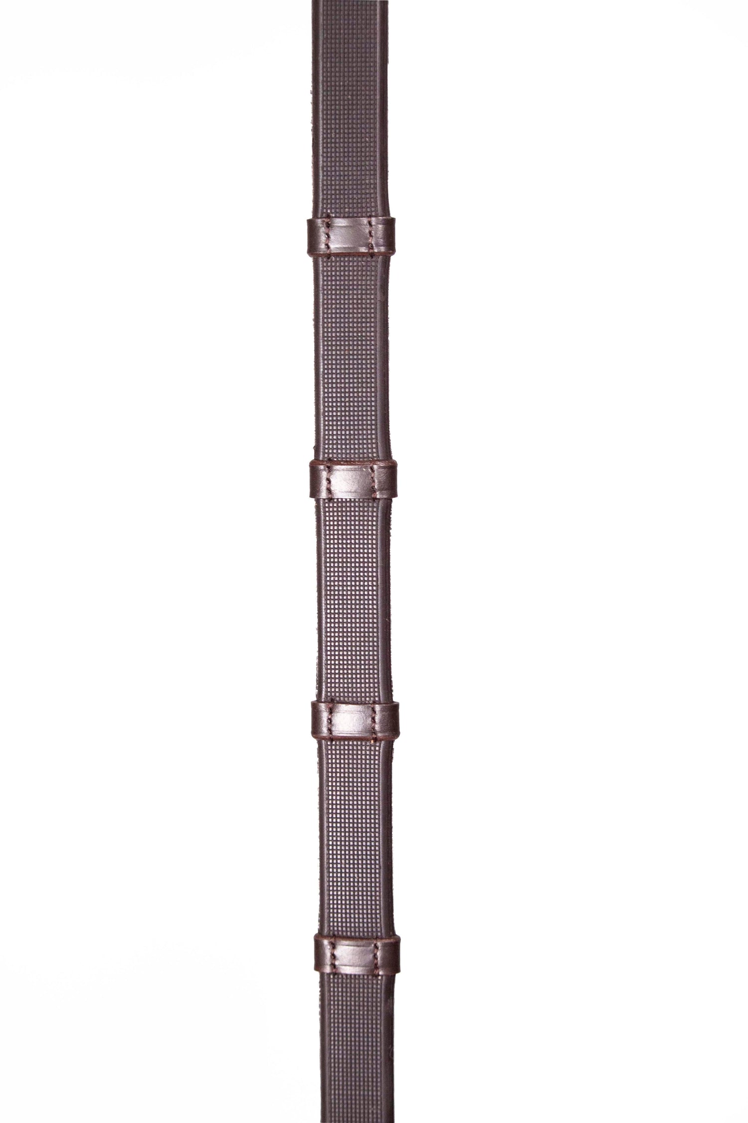 Henry James Smooth Eventer Hybrid Rubber Reins With Leather Stoppers #colour_havana-brown