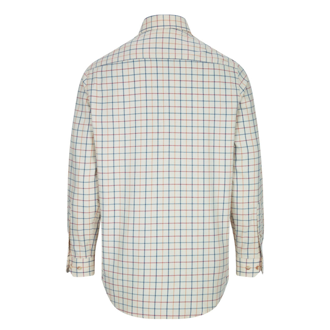 Hoggs of Fife Ambassador Men's Premier Tattersall Shirt #colour_ivory-navy