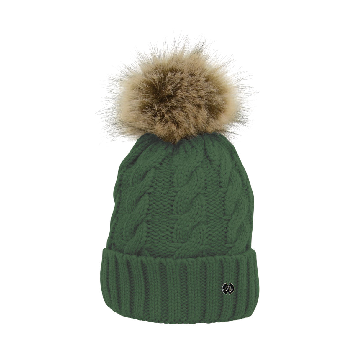 Bonnet à pompon en tricot torsadé HyFASHION Melrose