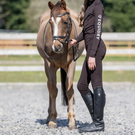 EQUIDRY Children's Water Repellent Leggings #colour_brown-white