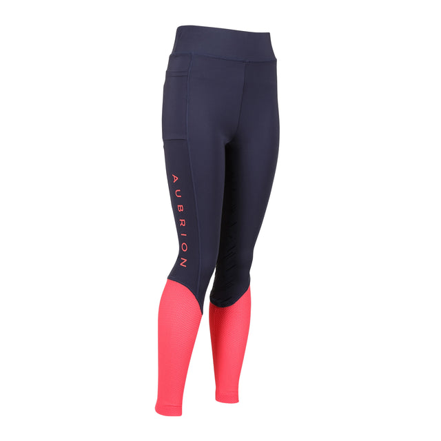 Shires Aubrion Maids Rhythm Mesh Riding Tights #colour_navy-blue