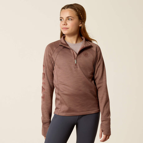 Ariat Youth TEK Team 1/2 Zip Sweatshirt - Navy Heather - Twilight Mauve