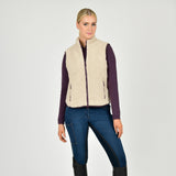 Dublin Ladies Thea Teddy Vest #colour_natural-fur-plum-perfect-trim