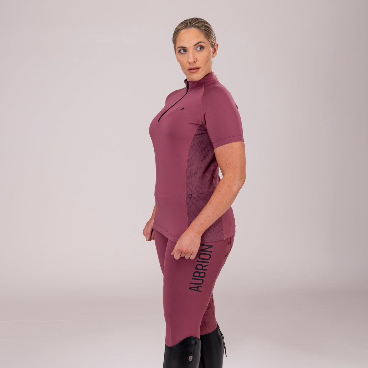 Shires Aubrion Ladies React Short Sleeve Base Layer #colour_mauve