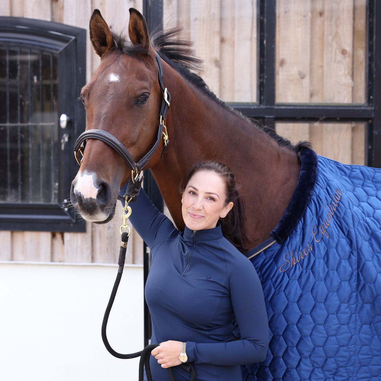 Shires Deluxe Quilted Show Rug #colour_navy