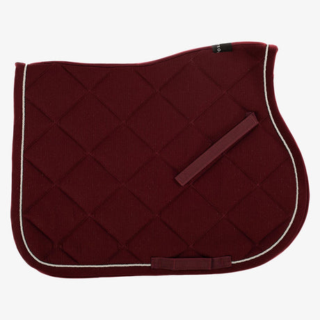 Equestro Pony Jumping Saddle Pad In Cotton With Logo #colour_burgundy