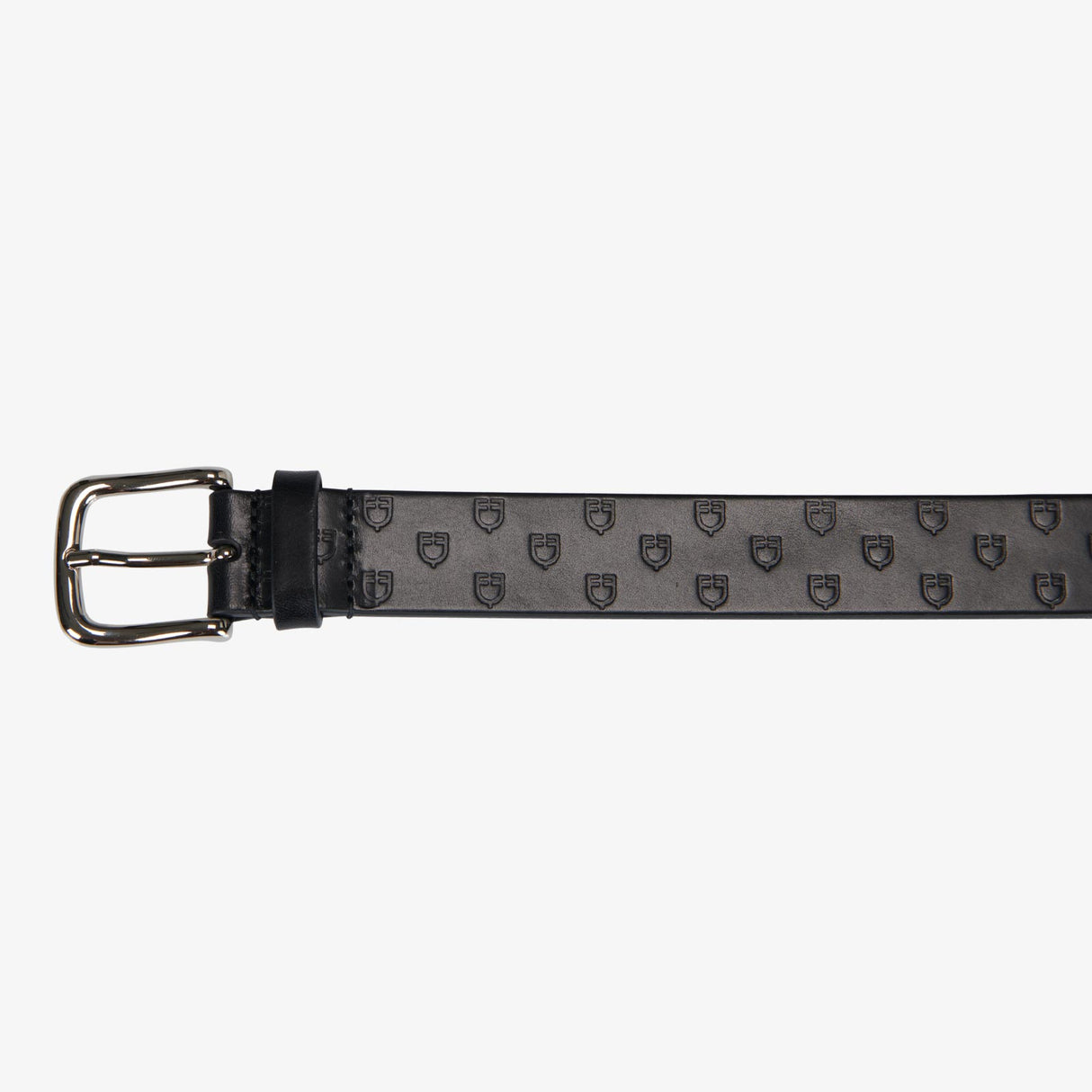 Equestro Leather Belt With Logo #colour_black-silver
