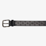 Equestro Leather Belt With Logo #colour_black-silver