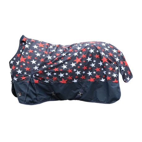 HKM 600D Fleece Lined Highneck Rug -Norwich- #colour_blue-with-stars-design