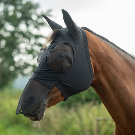 HKM Anti-Fly Mask -Elastic- with Nose #colour_black