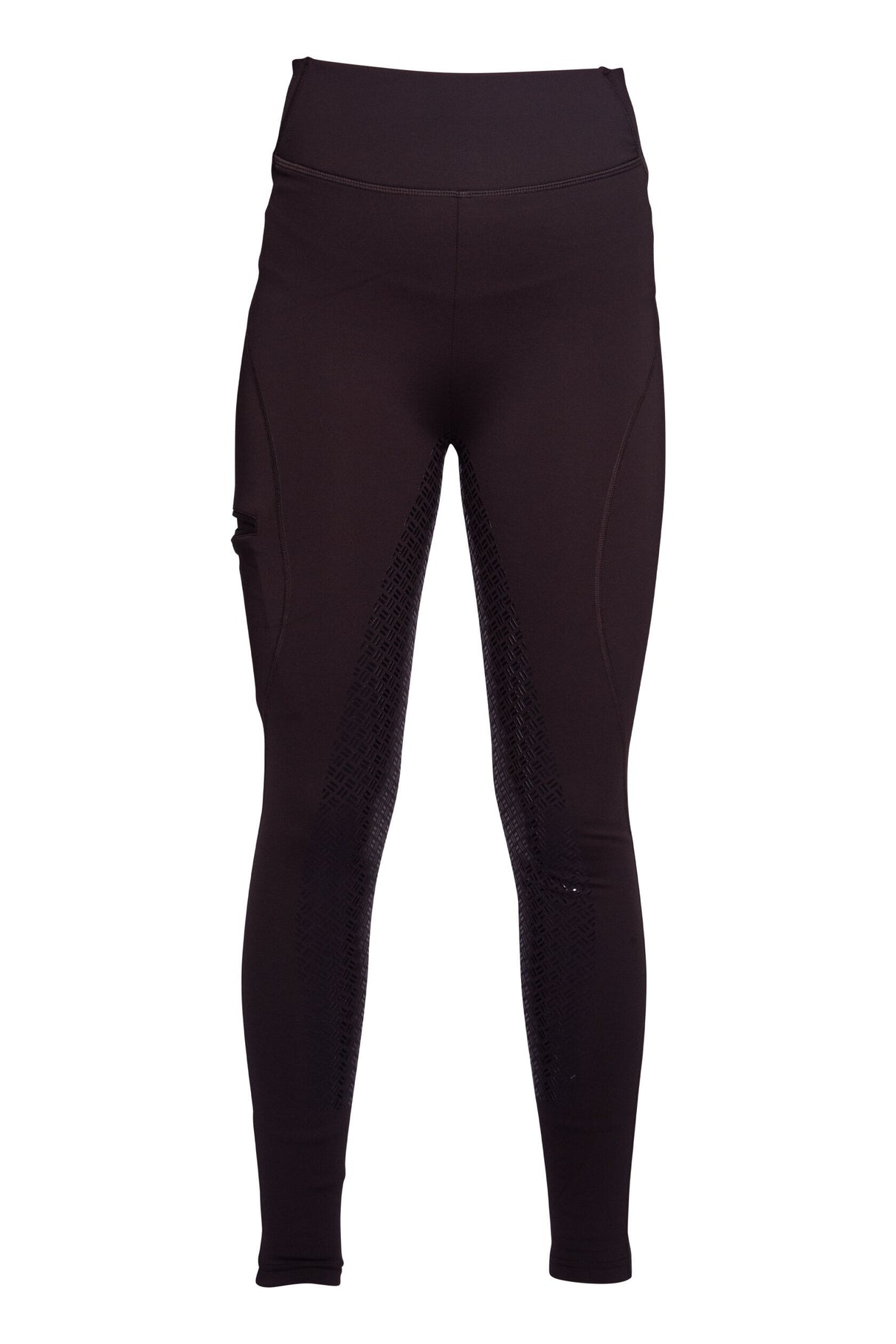 HKM Ladies Silicone Full Seat Riding Leggings -Rio- #colour_dark-brown