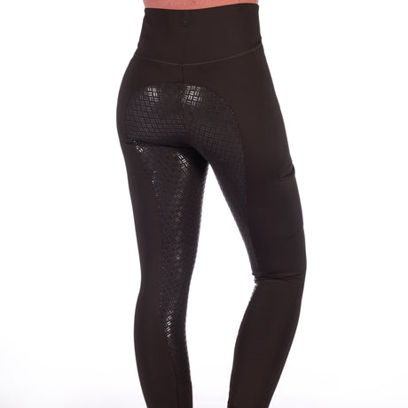 HKM Ladies Silicone Full Seat Riding Leggings -Rio- #colour_dark-brown