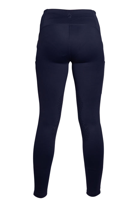 HKM Ladies Silicone Knee Patch Riding Leggings -Arezzo- #colour_deep-blue