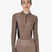 Women's long-sleeved training technical polo shirt - WALNUT