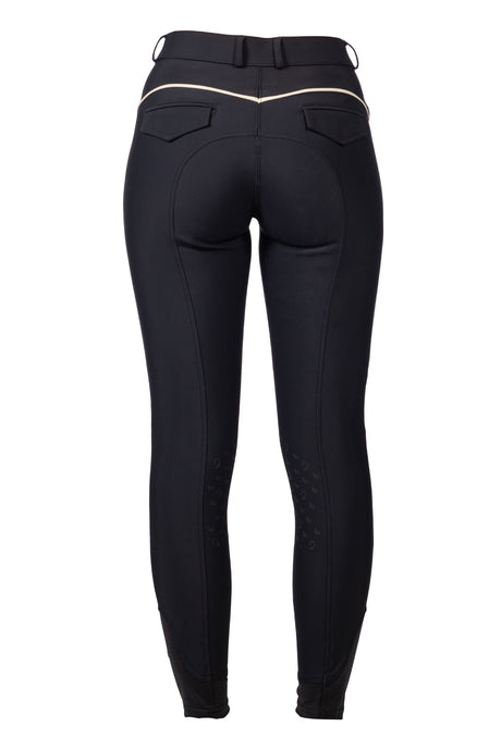 HKM Ladies Silicone Knee Patch Riding Breeches -Limone- #colour_black